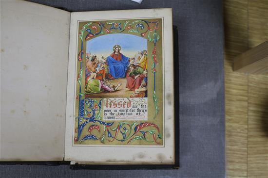 Bible in English - The Sermon on the Mount, illuminated by Owen Jones, 8vo, original blind stamped morocco,